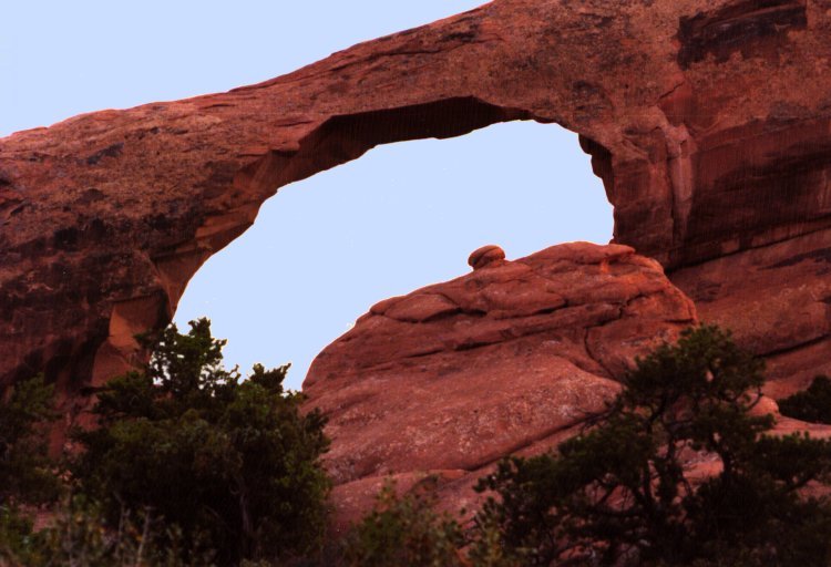 Arch with Nob at Arches National Park, Grand County, Utah